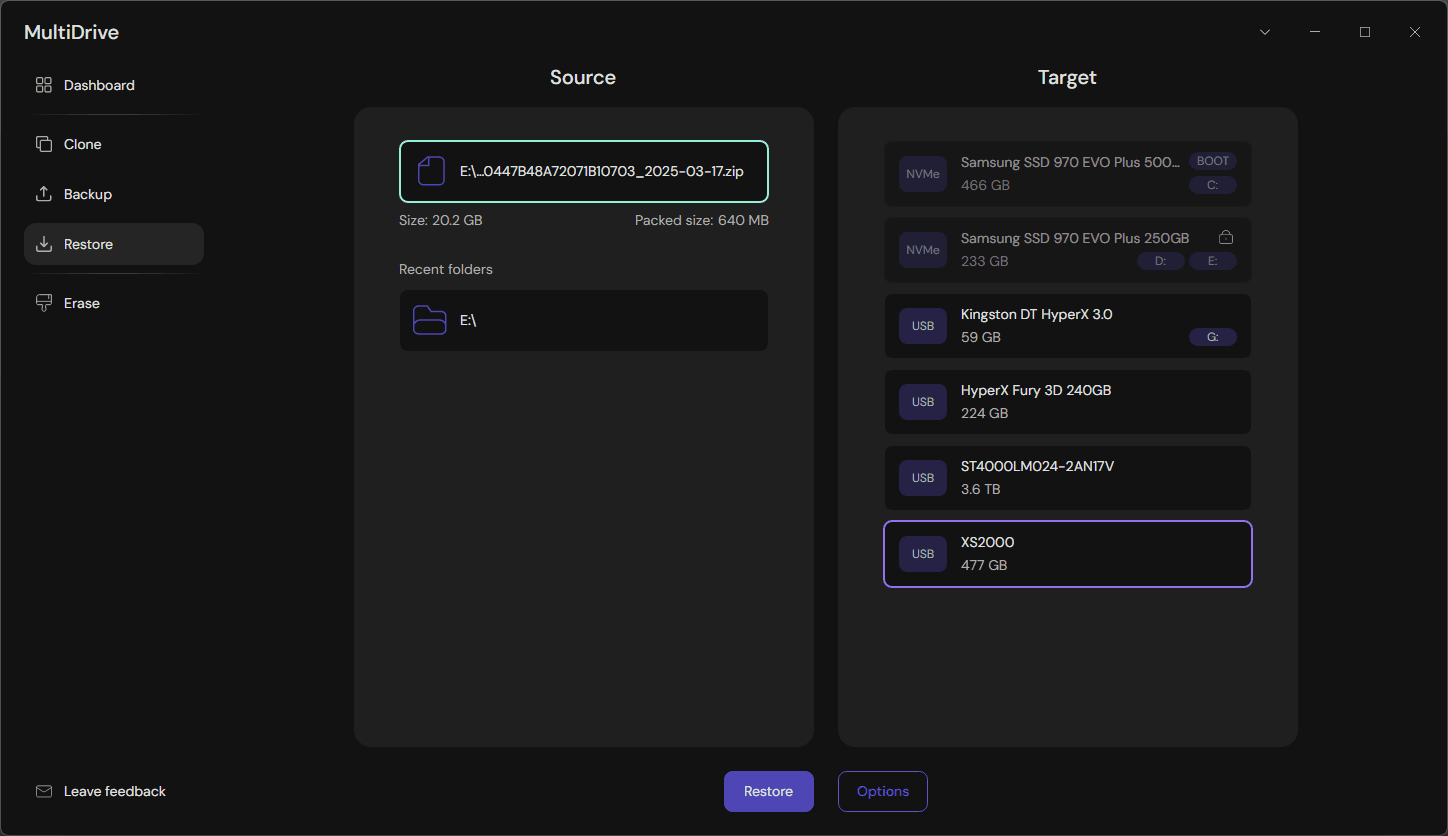 Restore your drive from backup